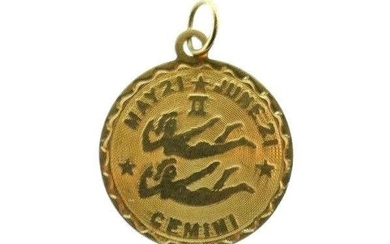 VINTAGE 14k Yellow Gold Gemini Charm Zodiac Astrology