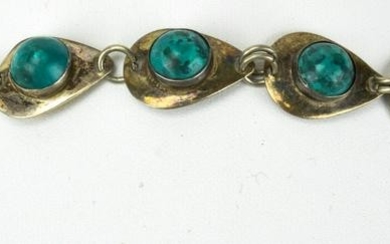 Vintage Israeli Silver Cabochon Handmade Bracelet