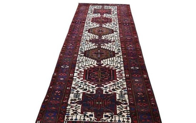 Vintage Persian karajeh Pure Wool Runner Hand-Knotted