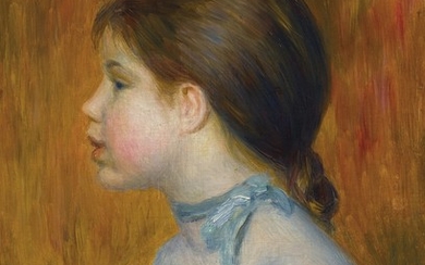 Pierre-Auguste Renoir (1841-1919), Buste de jeune fille au ruban bleu