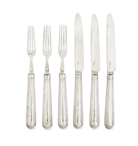 A group of George III dessert knives and forks