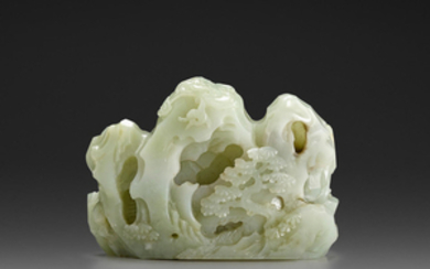 a small pale green jade landscape boulder