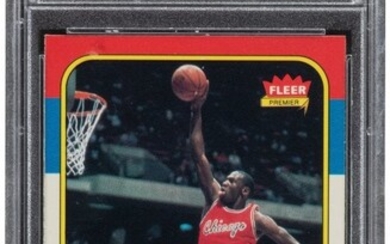 56849: 1986 Fleer Michael Jordan #57 PSA NM-MT 8. Card