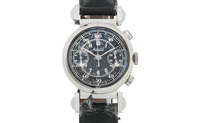 Minerva. A stainless steel manual wind chronograph wristwatch with hinged lugs