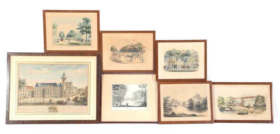 (-), 7 lithographs with images from The Hague,...