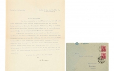 ALBERT EINSTEIN (1879-1955) Lettre dactylographiée signée, en allemand au docteur Guillaume
