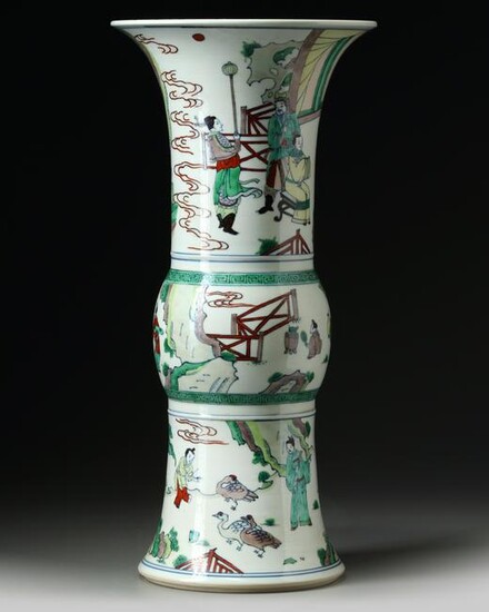 A Chinese doucai glazed vase, gu