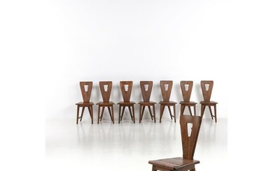 Ecole de Turin (XX) Set of eight chairs Oak Creation