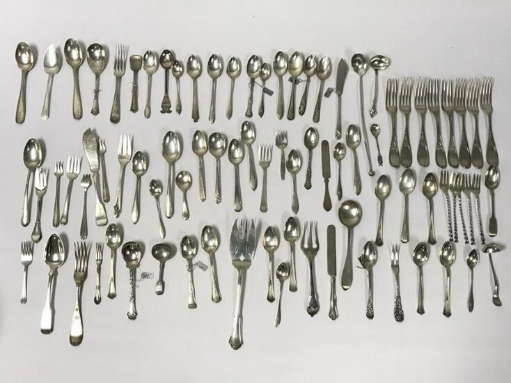 82 PIECES AMERICAN COIN & STERLING SILVER FLATWARE
