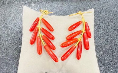 925 Gold, Silver - Earrings Coral