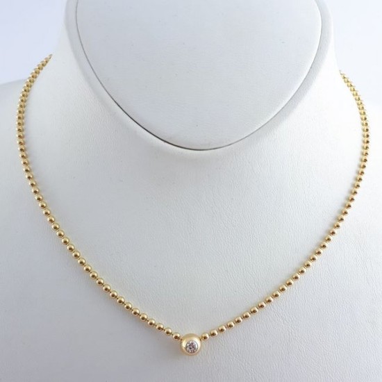 Cartier- 18K Yellow Gold -Ball Necklace With Diamond