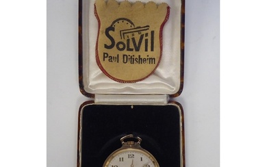 A 1930s 9ct gold slim cased pocket watch, the keyless moveme...