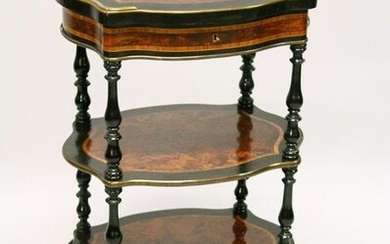 A 19TH CENTURY FRENCH KINGWOOD, EBONY AND BRASS MOUNTED