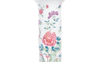 A 19th century Chinese Kangxi mark porcelain sleeve vase. Th...
