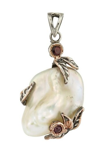 A BAROQUE CULTURED PEARL PENDANT, the large cultured