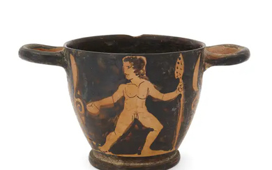 A Boeotian red-figure skyphos, attributed to the Argos Painter, circa late 5th...