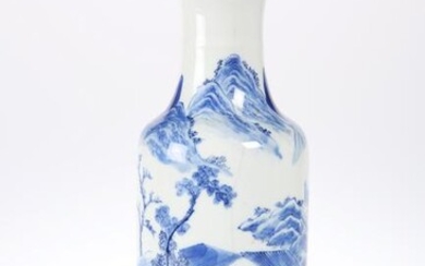 A CHINESE BLUE AND WHITE VASE, painted in the round
