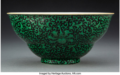 A Chinese Black Ground Green Glazed Bowl (Qianlong Period)