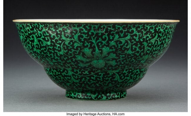 A Chinese Black Ground and Green Glazed Bowl Mar