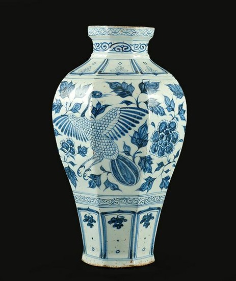 A Chinese Blue and White Glazed Pottery Vase.