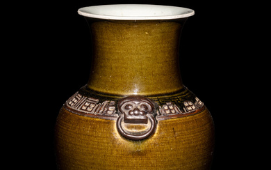 A Chinese Teadust Glazed Porcelain Zun Vase