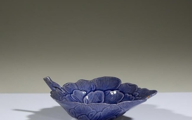 A Chinese violet blue-glazed "Peony" cup, Guangxu