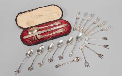 A Collection of Assorted Silver Flatware, including a cased Victorian...