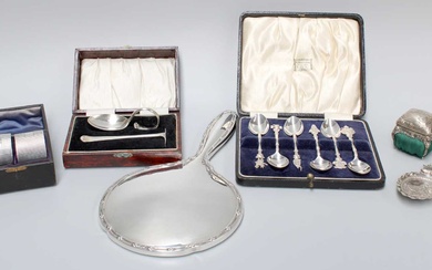 A Collection of Assorted Silver, including a German silver caddy-spoon;...