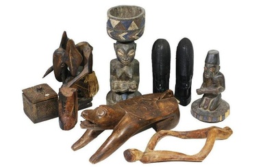 A Collection of Vintage African Wooden Figures