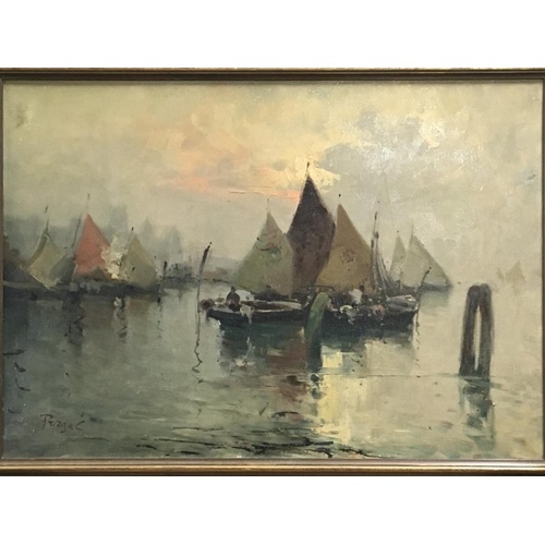 A Continental oil painting on canvas study of sailing boats ...