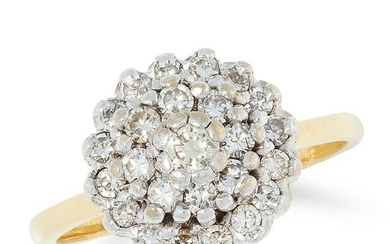 A DIAMOND CLUSTER RING set with a cluster of round cut