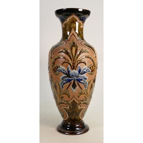 A Doulton Lambeth large vase: Decorated with stylistic flowe...