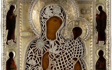 A FINE ICON SHOWING THE SEDMIEZERNAYA MOTHER OF GOD