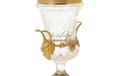 SOLD. A French Baccarat cut crystal vase with gilt brass mounting. 19th century. H. 29,5 cm. L. 20 cm. – Bruun Rasmussen Auctioneers of Fine Art