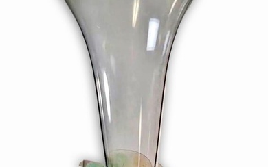 A French Daum Lily Pate De Verre Crystal Glass Vase, Signed