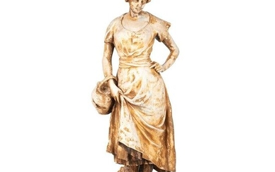 A French Terra Cotta Figure of a Farm Girl