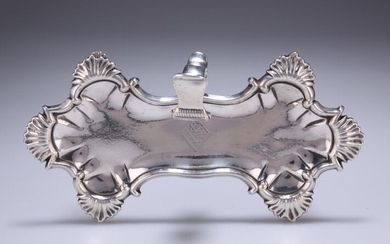 A GEORGE III SILVER SNUFFERS STAND