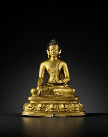 A GILT COPPER ALLOY BUDDHA, DENSATIL 14TH-15TH CT