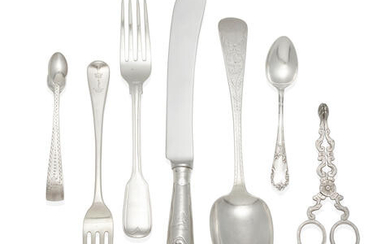 A GROUP OF ENGLISH SILVER FLATWARE PIECES