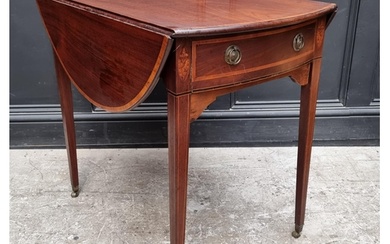 A George III mahogany and inlaid bowfront Pembroke table,&nb...