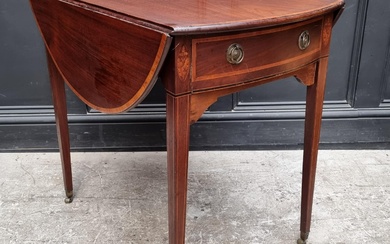 A George III mahogany and inlaid bowfront Pembroke table,&nb...