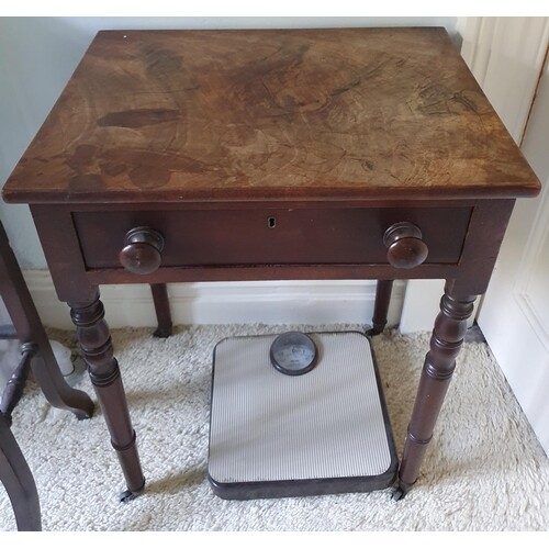 A Georgian Mahogany single drawer Side Table H63 x D36 x W48...