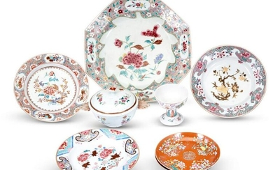 A Group of Chinese Export Enameled Porcelain Articles