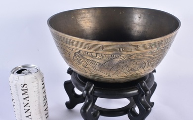A LARGE LATE 19TH CENTURY CHINESE BRONZE CENSER ON STAND bea...