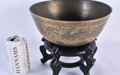 A LARGE LATE 19TH CENTURY CHINESE BRONZE CENSER ON STAND bearing Xuande marks to base. 24 cm x 20 cm