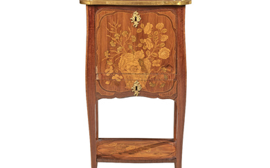 A LOUIS XV ORMOLU-MOUNTED TULIPWOOD, AMARANTH, FRUITWOOD AND GREEN-STAINED MARQUETRY PETIT SECRÉTAIRE BY LÉONARD BOUDIN, CIRCA 1765-70