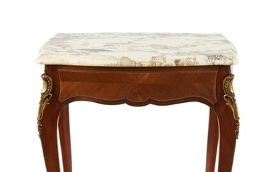 A LOUIS XV STYLE MARBLE TOP SINGLE DRAWER SIDE TABLE 20TH CENTURY