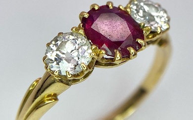 A Mesmerising 18K Yellow Gold, Ruby and Diamond Ring....