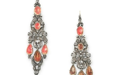A PAIR OF ANTIQUE TOPAZ AND DIAMOND EARRINGS, SPANISH