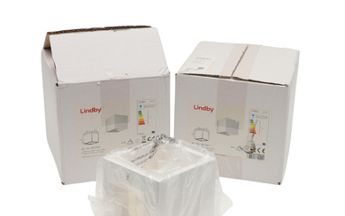 A PAIR OF BOXED LINDBY FREJA HALOGEN WALL LIGHTS.